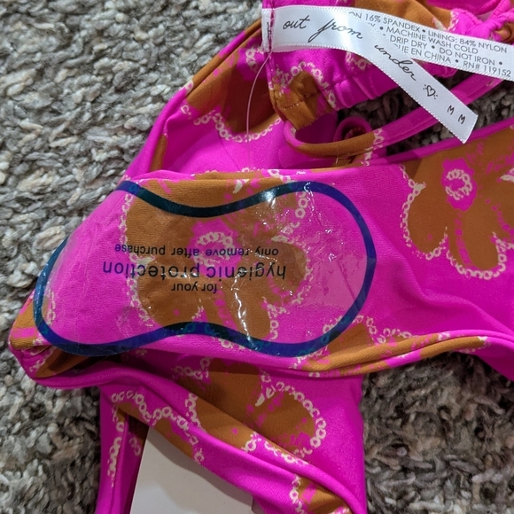 NWT Urban Outfitters Zoey Out From Under Pink Brown Floral String Bikini M/L - Picture 7 of 9